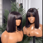 10 inches blunt cut closure fringe in black colour