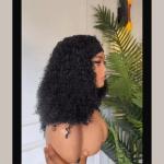 14 inches curly headband wig in black colour