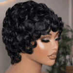 100% human hair double drawn pixie cut skull cap