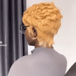 Human hair styled pixie cut
