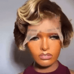 Human hair T- blonde styled wig with full frontal