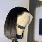 10 inches human hair single drawn bob with full frontal