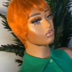 100% human hair orange skull cap