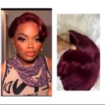 100% human hair tiwa wig with full frontal in burgundy colour