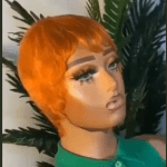 100% human hair orange skull cap